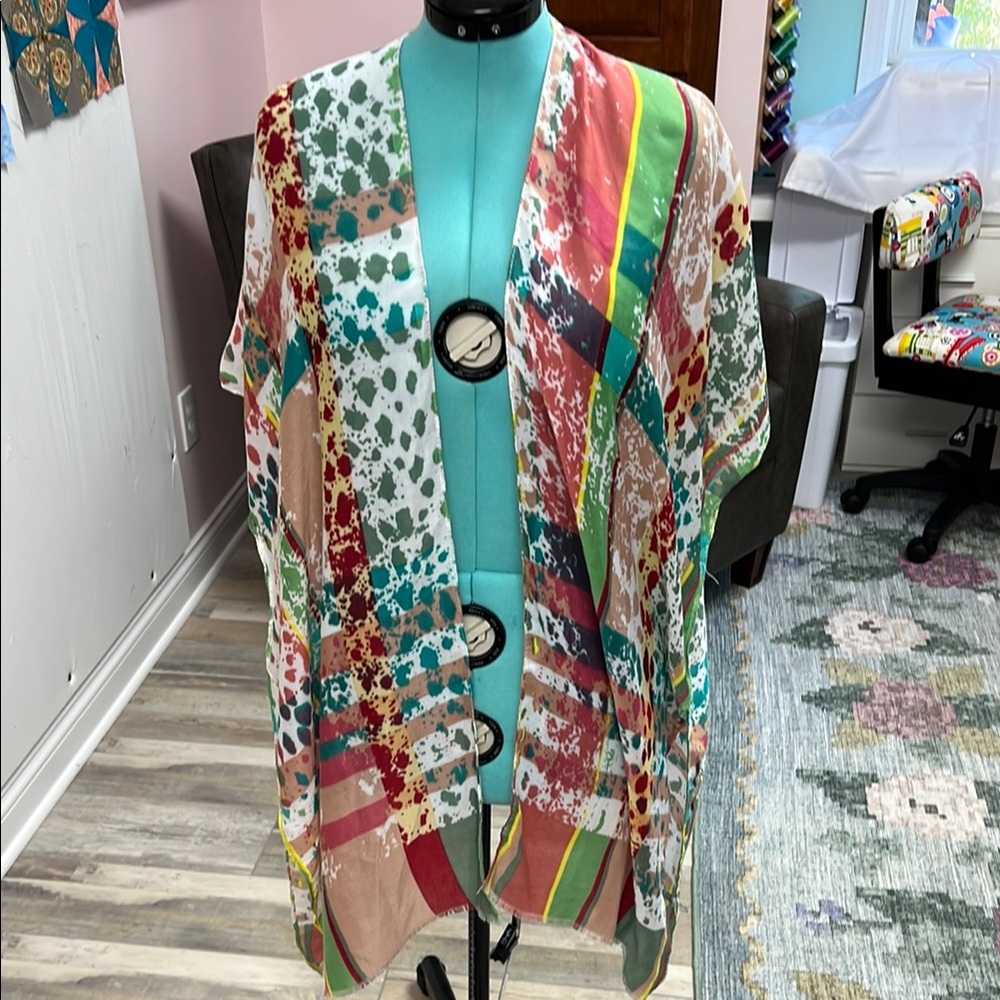 Colorful Patchwork Kimono Blouse - image 1